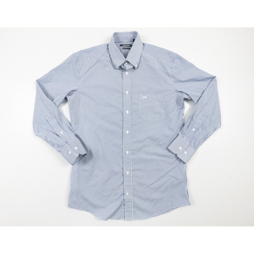 Indochino Shirt Adult Medium Long Sleeve Button Down Mens Striped White Blue
